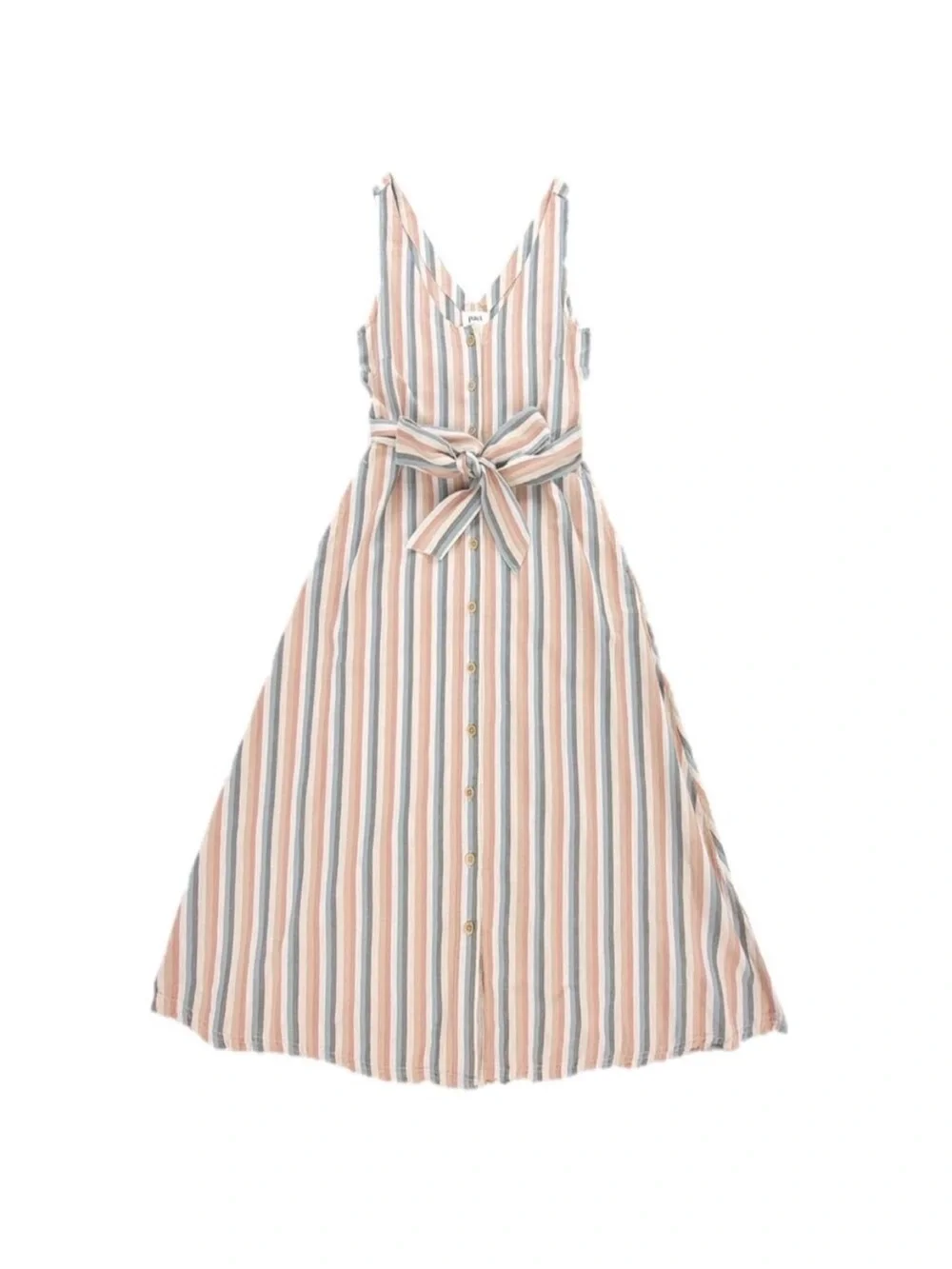 NWT Pact Stucco Vertical Stripe Harbour Midi Dress Sz M Cotton Linen Blend - Picture 4 of 12